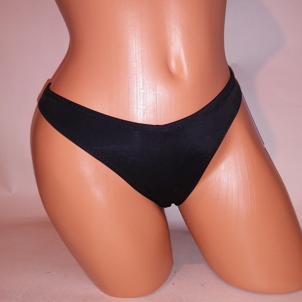 Wild Fable Swim Bikini Bottom XS Solid Black Low Rise High Leg Medium Coverage